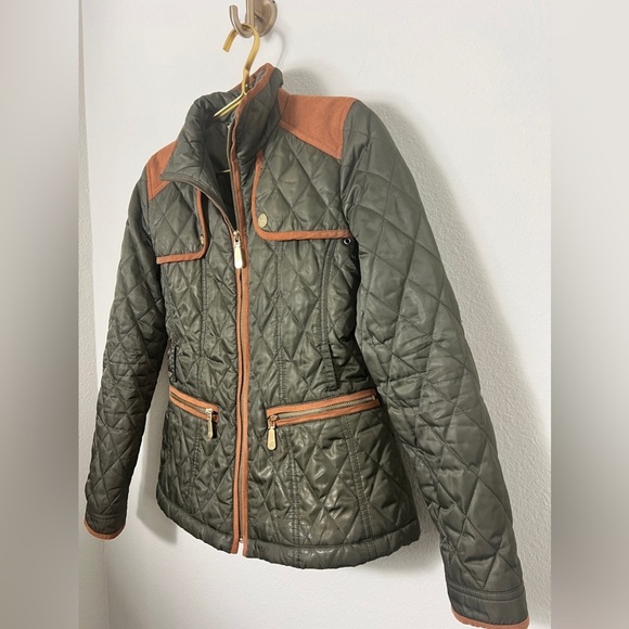EUC Vince Camuto Quilted Green Elbow Patch Jacket Size Small - Picture 7 of 16
